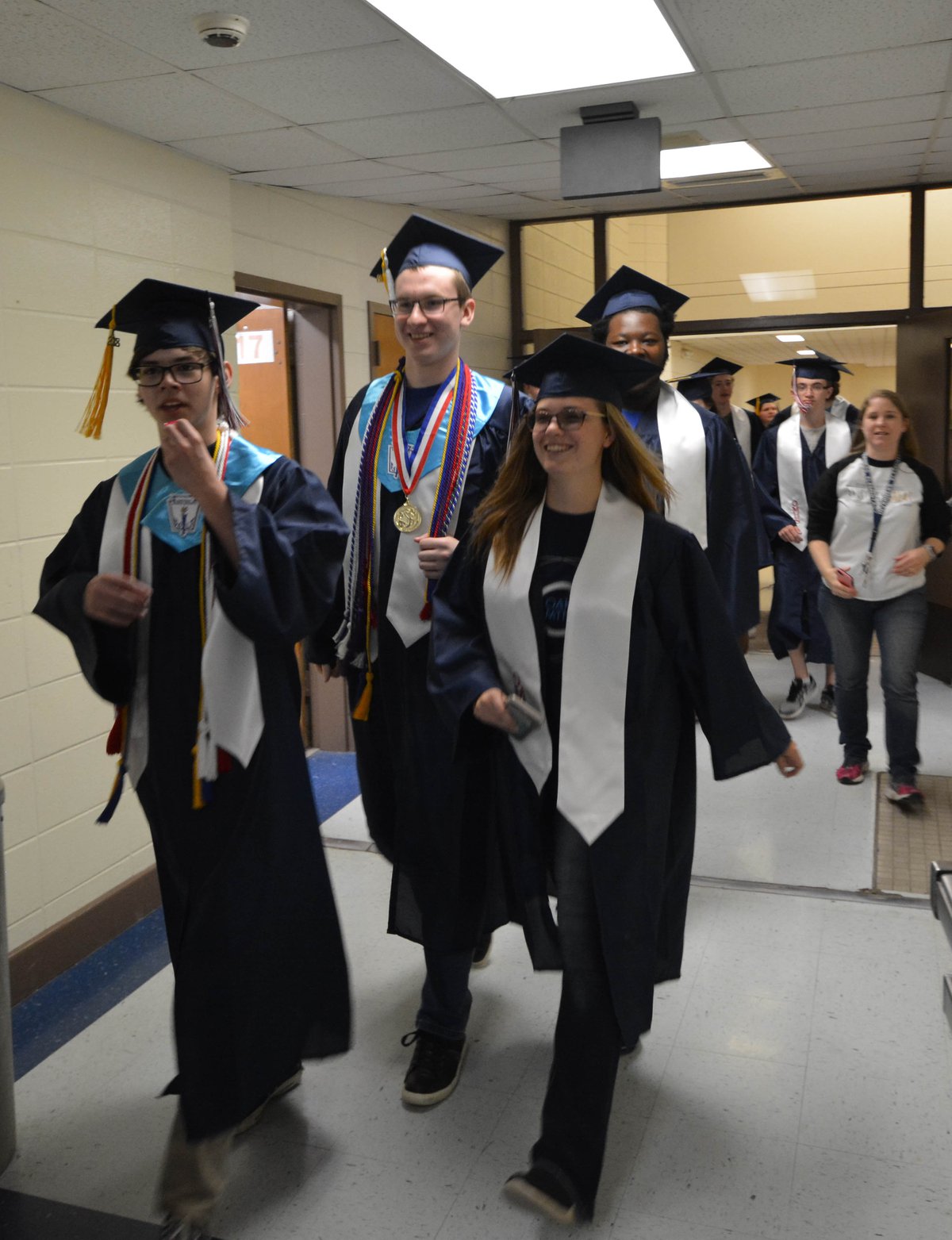 OMHS Class of 2018 visits elementary schools for senior walk
